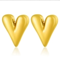 Chic heart shaped stainless steel stud earrings in high polish gold finish - Thick Bright Gold Stud