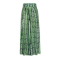 Three-piece bikini set featuring high-waisted wide-leg trousers in vibrant green snake print - Green Snakeskin Pants