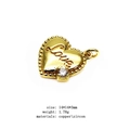 Golden heart pendant with Love engraving and zircon inlay for DIY jewelry crafting - 6-Love Heart