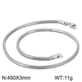 Silver stainless steel snake chain necklace 3mm width 450mm length with lobster clasp - Length 45cm x Width 3mm / Steel