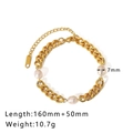 Round Link Chain Three Pearls Style (HF-S4195) Gold