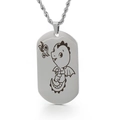 Collana con ciondolo a piastrina in acciaio inossidabile con motivo dinosauro inciso - Dragone Grande (KP81734-Z)