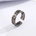 Industrial punk style gunmetal adjustable open ring with unique blade chain links - Blade 5-Gunmetal