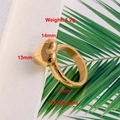 Titanium steel gold heart ring with dimensions 14mm by 13mm and 5.2g weight - Minimalist Heart Style (R5355-Gold)