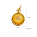 DIY 14K gold plated stainless steel circular charm with amber stone inlay 7.5x6mm - 44 Yellow Gem Bead