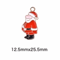 Enamel alloy Santa Claus pendant in red and white with gold trim for DIY jewelry - 56# Santa Claus