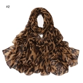 Detail of soft leopard print bali yarn scarf with elegant folds and brown black pattern - No.2 (Dark Brown Leopard)