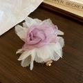 Floral telephone wire hair band sweet chiffon hair tie cute elegant hair accessories - Hair Tie / Purple (Mesh Flower)