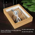 DIY houten fotolijst set met 3-kleuren verstelbare LED-strip en USB-voedingskabel - Frame + USB LED Strip (Geen Paneel) / A5 14,8x21cm