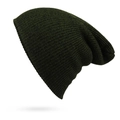 Detailed side view of the dark green knit beanie showing texture and ribbed pattern - One Size(Adjustable) / Army Green