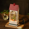 Linterna musical de Navidad con osito y árbol nevado en una casita blanca - USB + Música / Casa Roja - Árbol