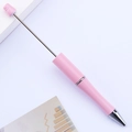 Charming pastel pink beadable ballpoint pen with gradient finish and metal rod for DIY beads - Khaki Light Pink
