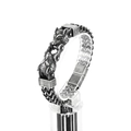 Bracciale vintage in acciaio con design a doppia testa di lupo e finitura argento antico - Argento Antico (KB149792-KFC)