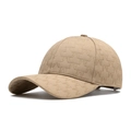 Women's minimalist khaki baseball cap with embossed M pattern and wide curved brim - Adjustable / Khaki 1 (M Letter Jacquard)