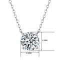 925 silver moissanite pendant necklace with 6.5mm brilliant cut sparkling stone - 40cm+5cm / Four-prong Inlaid Style (N12867)