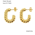 Exaggerated 18K gold plated C-shaped twisted rope earrings with textured finish - Twisted Rope C-Shape Style (KD011)