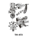 TH-473 temporary tattoo stickers with black snake head and all-seeing eye sketches - Th-473 / 210*148mm