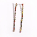 Macro view of colorful marquise gemstones on linear drop earrings with metallic finish - 8*0.3cm / Silver Multicolor Zircon