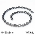 Collar para hombre de acero inoxidable estilo hip-hop con eslabones hexagonales de 8mm - Collar 45cm / Negro Mate
