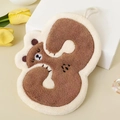 Cute brown squirrel coral velvet hand towel with hanging loop for bathroom and kitchen - Letter Bear B