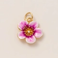 Chic 18K gold-plated flower pendant with pink enamel and sparkling center crystal - Purple Flower