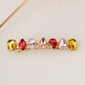 Detail of gold metal hair clip with colorful mixed-shape rhinestones and crystals - Gold Multi-color Teardrop Gem / 16# Teardrop Gem