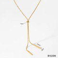 Collana a Y regolabile in acciaio inossidabile dorato con catena a serpente e ciondoli a barra - Oro (D1258)