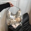 Silver metallic Itabag with transparent window and star plushies for daily commute - Single Bag / Silver