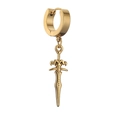 Pendientes de aro con espada de acero inoxidable dorado pulido estilo hip-hop hombre - Estilo de Aro - Una Pieza / Dorado