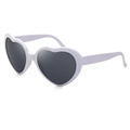 Sweet heart-shaped sunglasses with white plastic frame and dark lenses for festivals - White
