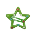Star-shaped green hair clip for kids with colorful polka dots and glossy lacquer finish - Style 35-Dark Green with Polka Dots