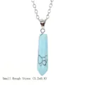 Small hexagonal blue stone pendant necklace with silver chain size 3.2x0.8 cm - Small Turquoise
