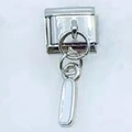 Italian modular charm in silver finish with elongated bar pendant for DIY jewelry design - Number 1