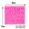 Pink silicone industrial mold with gears and screws shapes measuring 8cm by 7cm - 2# Gear Parts Style / Pink
