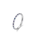 S925 sterling silver eternity ring featuring alternating blue gems and white zircons - US Size 5 / Blue
