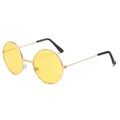 Gafas de sol redondas retro con montura metálica dorada y lentes amarillas translúcidas - Lente Amarilla