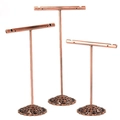 Set of 3 T-shaped metal earring stands in antique bronze finish for jewelry display - T-Shape / Bronze