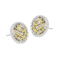 Orecchini a perno ovali in argento S925 vintage con trama intrecciata bicolore oro argento - Argento 925 / Oro Bianco+Oro