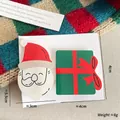 Set di fermagli per capelli con Babbo Natale e regalo su sfondo natalizio in maglia - 2-Confezione Regalo Verde (Babbo Natale & Scatola Regalo)