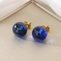Deep blue faceted glass crystal stud earrings with gold-plated titanium steel posts - 10mm / Gold Base Blue Faceted Crystal (KE116384-K)