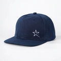 Navy blue flat brim baseball cap with white star embroidery for outdoor activities - One Size / Navy Blue