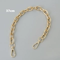 Close-up of 37cm gold metal bag chain with polished surface and lobster clasps - Flat Ring / 37cm