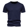 T-shirt uomo blu navy in maglia a nido d'ape con girocollo in tessuto di alta qualità - S / Blu Marino (TS2025-Blu Marino)