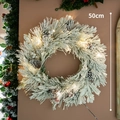 50cm white snowy Christmas wreath with red berries, pine cones and warm LED lights - Optical Fiber Lighted Style / 50CM Optical Fiber Pine Needle Wreath
