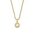 Dettaglio catena a corda placcata oro 18K con ciondolo a forma di smile con zirconi - Collana a Catena Intrecciata Con Ciondolo a Forma di Viso Sorridente in Zircone