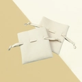 Pair of cream microfiber drawstring jewelry pouches for rings and necklaces storage - Drawstring Style / 5*9cm / Beige