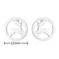 Silver hollow reindeer design in 12mm circular earrings with minimalist steel finish - Round Hollow Reindeer-160 / Steel