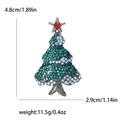 Christmas tree alloy brooch with green and aurora rhinestones and red star detail - Christmas Tree-1879-BL (Dark Green Aurora Blue Rhinestone)