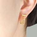 Orecchini pendenti minimalisti in acciaio dorato con tre strati di perline e nappe - Stile nappa di perline / Oro