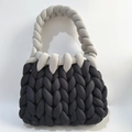 Handmade chunky knit handbag in classic black and grey contrast color design - Black + Light Grey